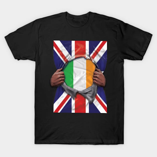 Ireland Flag Great Britain Flag Ripped - Gift for Irish From Ireland T-Shirt by Country Flags